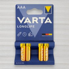 Батарейка лужна Varta Longlife alkaline LR3, AAA, 1,5V, 4шт/уп