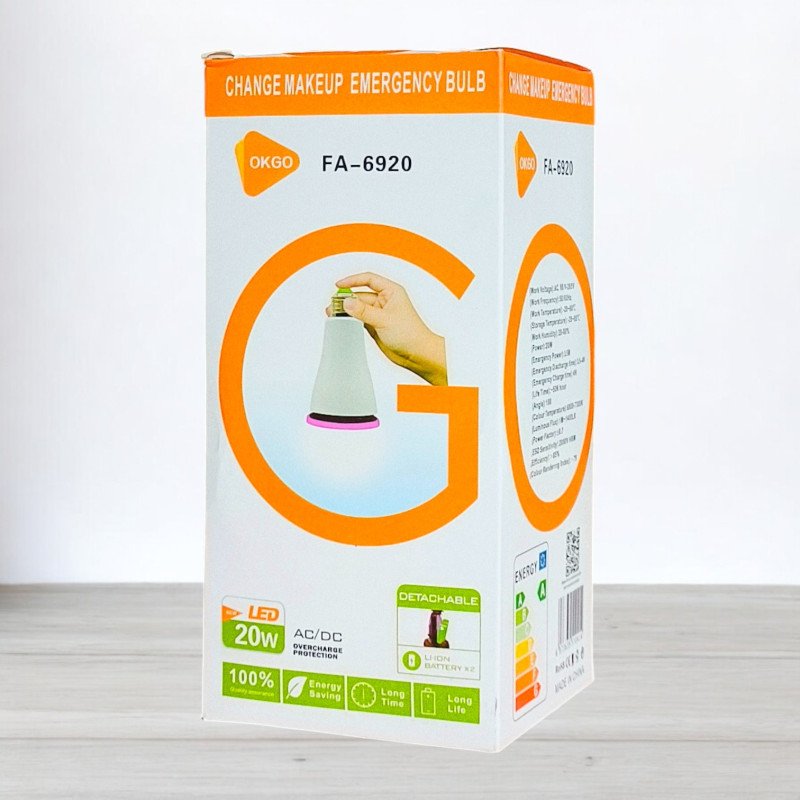 Лампочка FA-6920 з двома акумуляторами 18650 в патрон E27