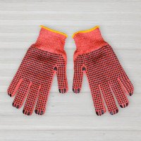 Рукавички бавовняні з нанесенням ПВХ-точки, помаранчеві