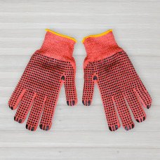 Рукавички бавовняні з нанесенням ПВХ-точки, помаранчеві