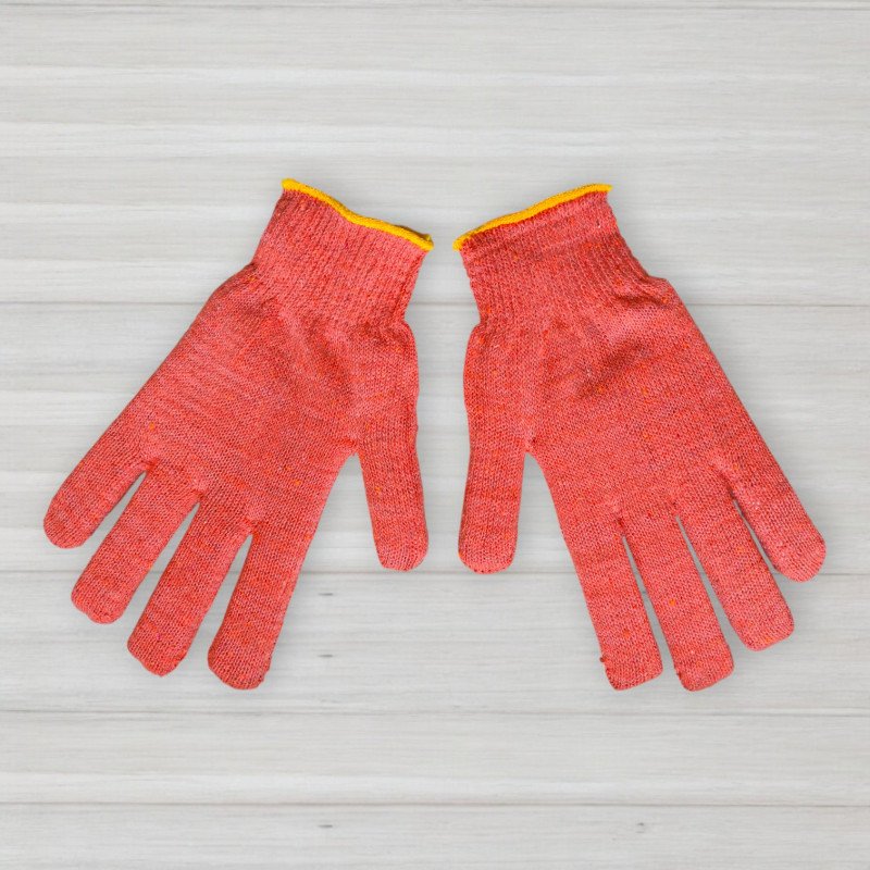 Рукавички бавовняні з нанесенням ПВХ-точки, помаранчеві