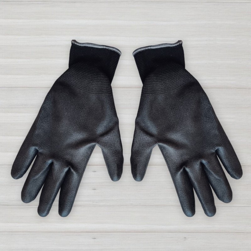 Рукавички нейлонові з частковим поліуретановим покриттям, чорні
