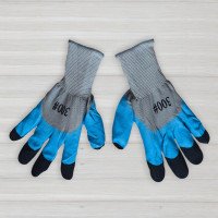 Рукавички нейлонові з частковим латексним покриттям та посиленими пальцями, сині