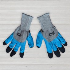 Рукавички нейлонові з частковим латексним покриттям та посиленими пальцями, сині