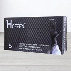 Рукавички нітрилові Hoffen, текстуровані чорні, розмір S, 50пар/уп