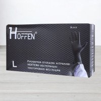 Рукавички нітрилові Hoffen, текстуровані чорні, розмір L, 50пар/уп