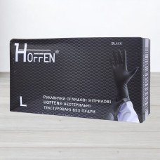 Рукавички нітрилові Hoffen, текстуровані чорні, розмір L, 50пар/уп