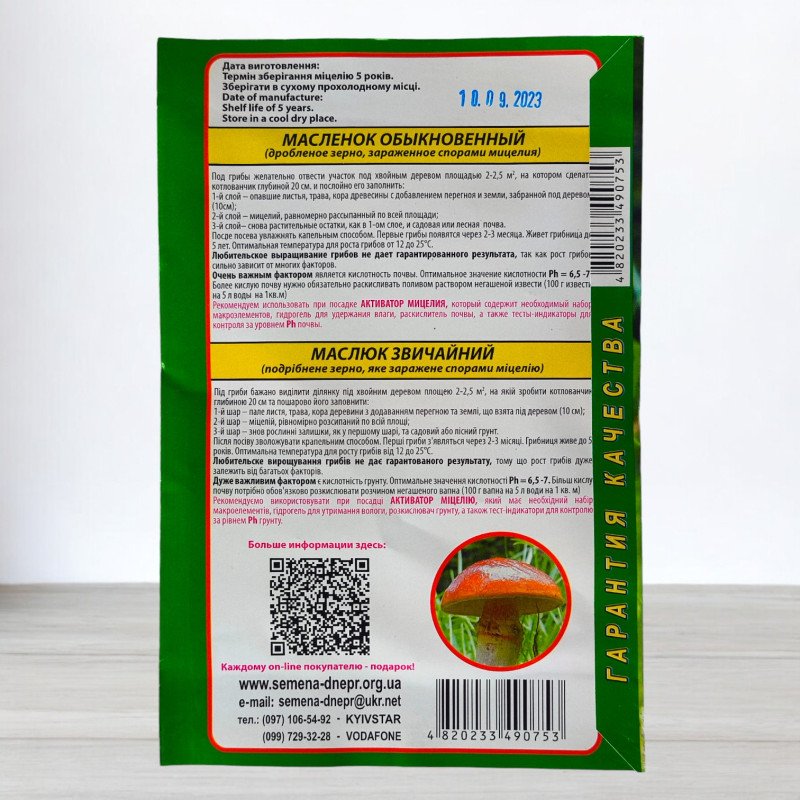 Гриб Міцелій Маслюки Звичайні, 10г