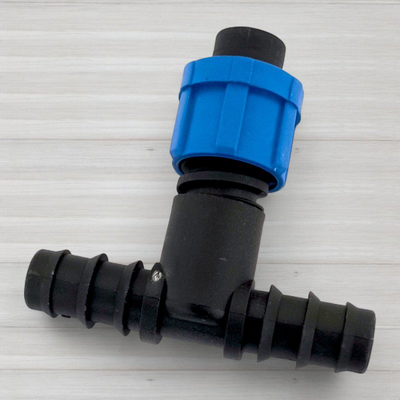 Трійник 16мм із затискачем на крапельну стрічку 16 Х 17 Х 16мм