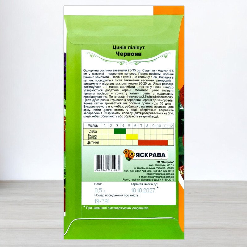 Насіння цинії Ліліпут Червоний, Яскрава, 0,5г