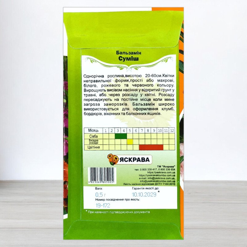 Насіння бальзаміна Cумiш, Яскрава, 0,5г