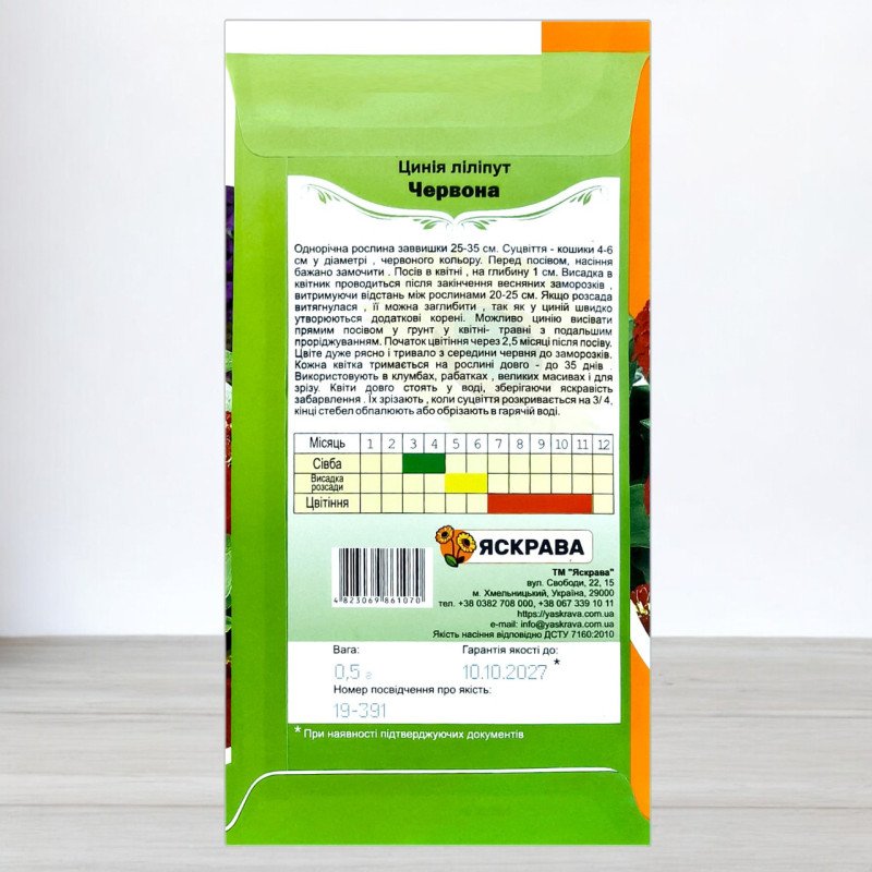 Насіння цинії Ліліпут Червоний, Яскрава, 0,5г