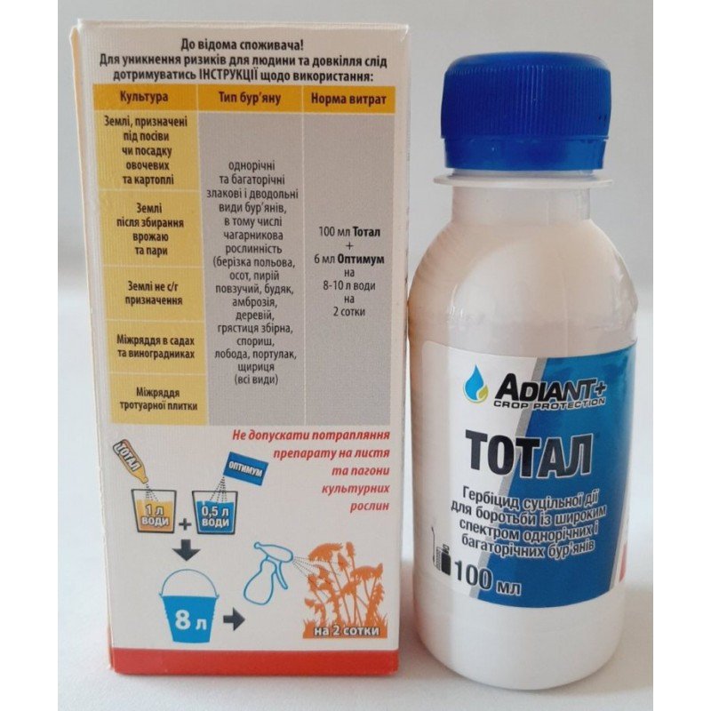 Гербіцид Тотал + Оптимум Adiant+, 100мл+6мл (Гербіциди)