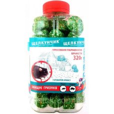 Родентицид Лускунчик брикет зелений, арахіс, ПЕТ 320г