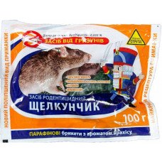 Родентицид Лускунчик парафінові брикети червоні та зелені, пакет 100г