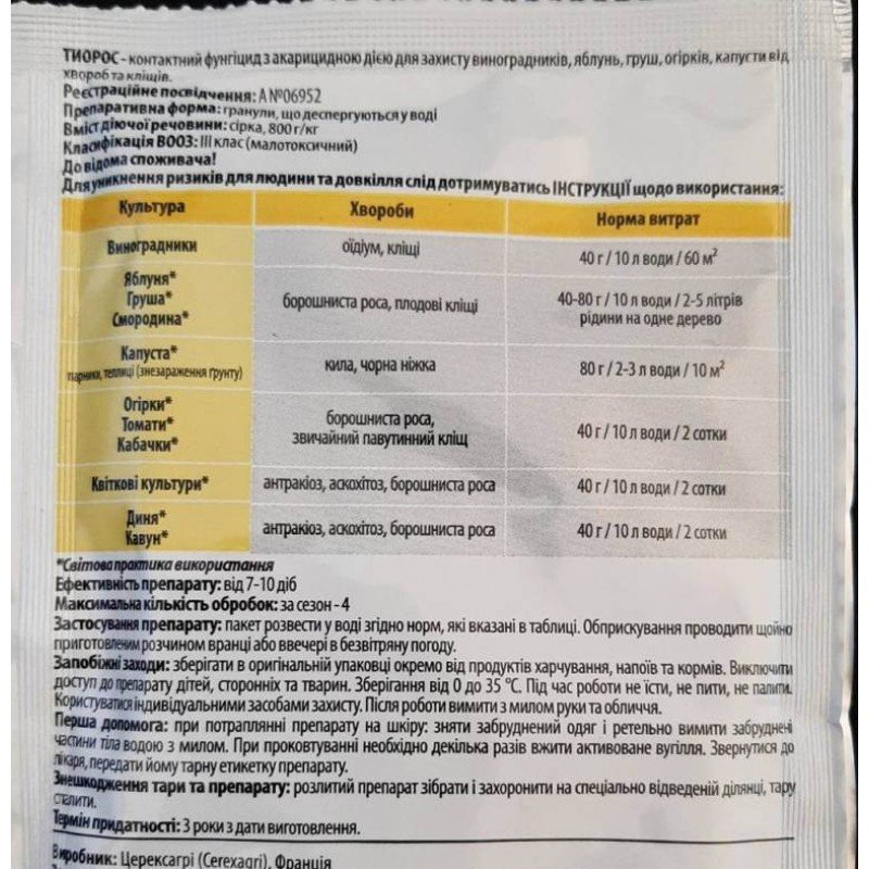 Фунгіцид Тіорос Adiant+, 40г