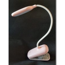 Настільна лампа 18239 з акумулятором та прищіпкою, рожева (Лампи, лампочки)
