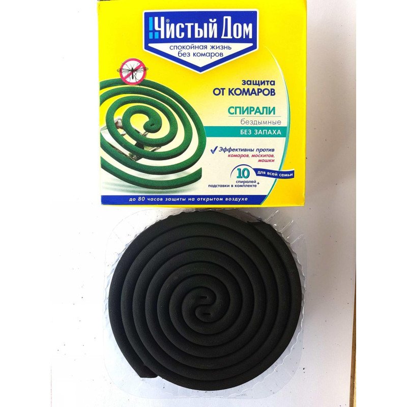 Спіралі від комарів Чистий Дім бездимні без запаху, 10шт/уп