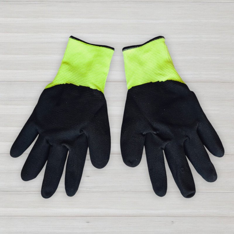 Рукавички стрейчові з частковим нітриловим покриттям G09-3, жовті