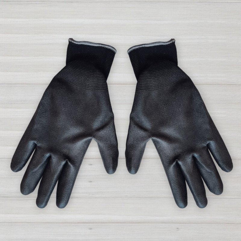 Рукавички нейлонові з частковим поліуретановим покриттям, чорні