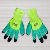 Рукавички нейлонові з частковим латексним покриттям та посиленими пальцями, зелені