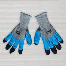 Рукавички нейлонові з частковим латексним покриттям та посиленими пальцями, сині