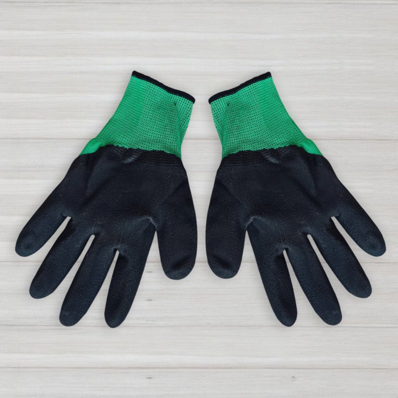 Рукавички стрейчові з частковим нітриловим покриттям G09-1, зелені
