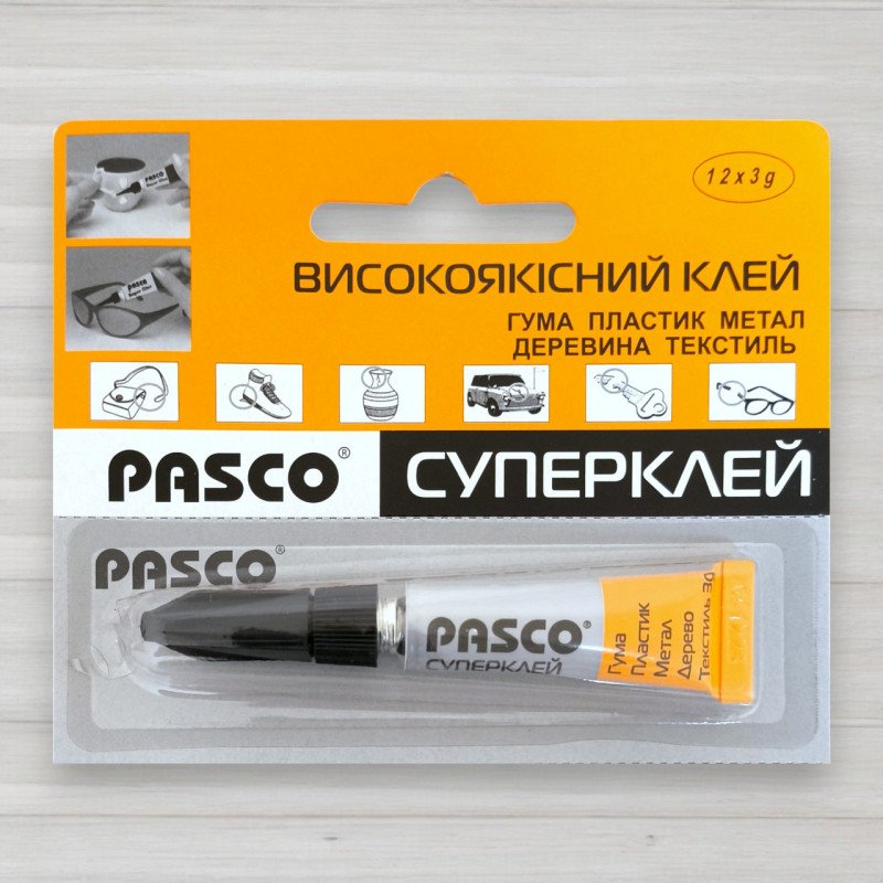 Супер клей Pasco, 12шт/уп X 3гр