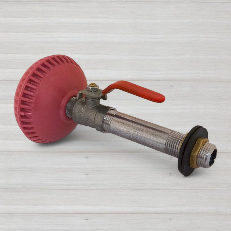 Душ-лійка у зборі металевий короткий з краном, латунні гайки