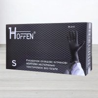 Рукавички нітрилові Hoffen, текстуровані чорні, розмір S, 50пар/уп
