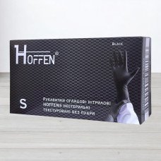 Рукавички нітрилові Hoffen, текстуровані чорні, розмір S, 50пар/уп