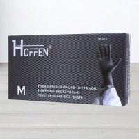 Рукавички нітрилові Hoffen, текстуровані чорні, розмір M, 50пар/уп
