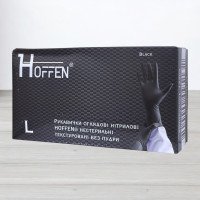 Рукавички нітрилові Hoffen, текстуровані чорні, розмір L, 50пар/уп