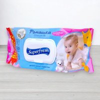 Вологі серветки для дітей Superfresh ромашка, з клапаном, 120шт/уп
