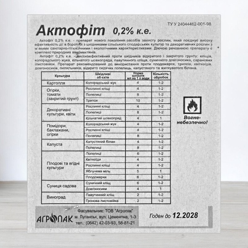 Інсектицид Актофіт, 2 ампули по 4мл