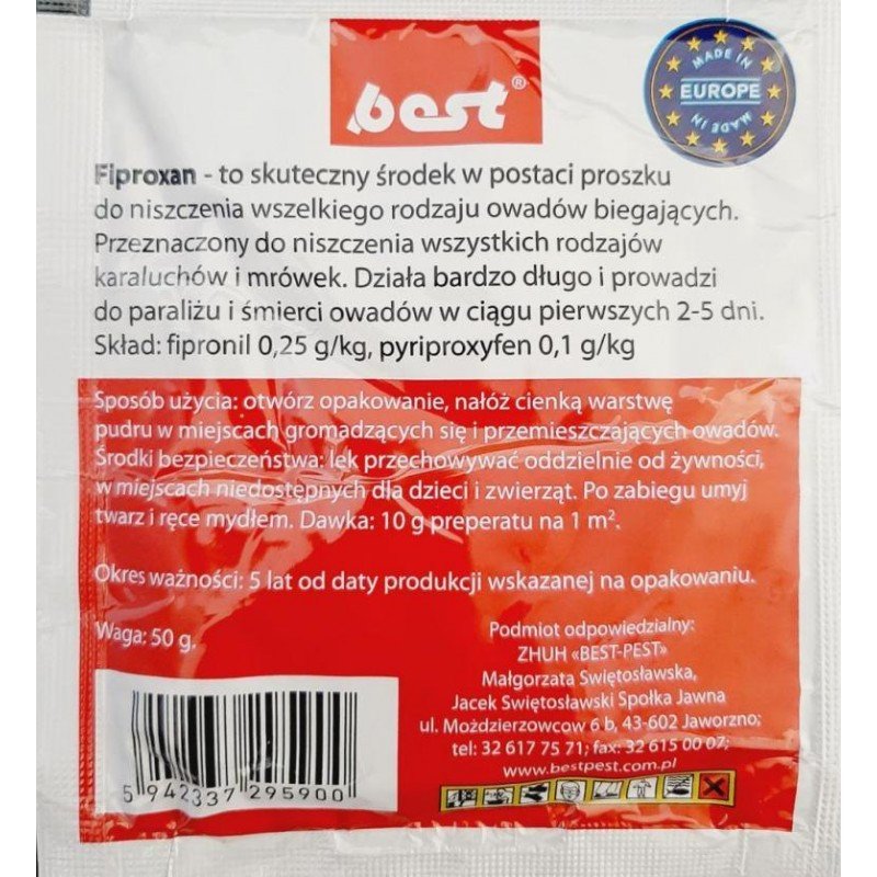Інсектицид від тарганів Fiproxan порошок, 50г (Засоби від мурах, тарганів, блох та клопів)