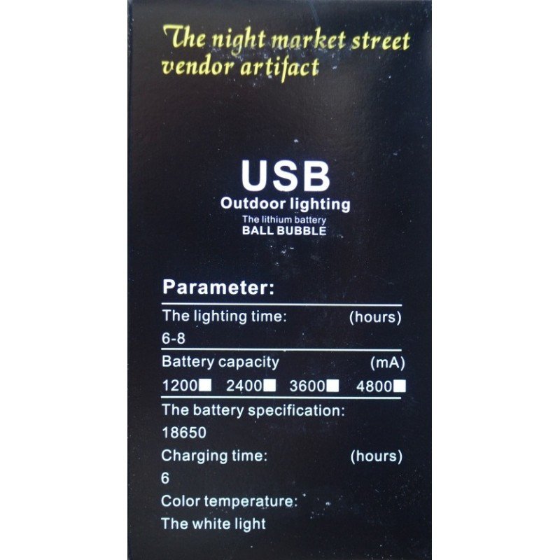 Лампа для кемпінгу акумуляторна, 20Вт з USB зарядкою та гачком