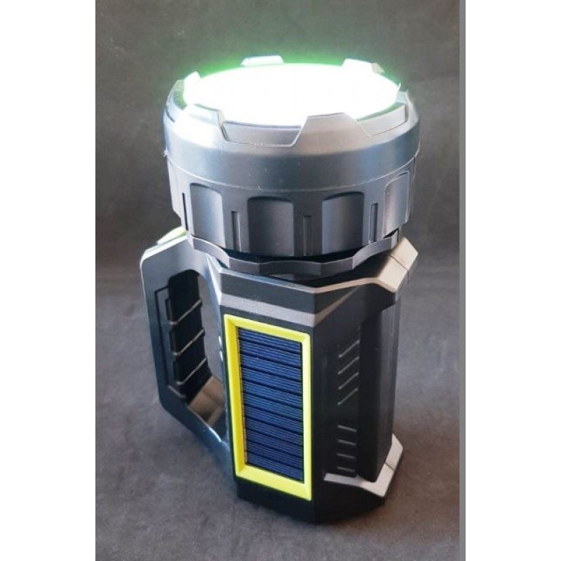 Ліхтар HEL-T95 кемпінговий акумуляторний із сонячною панеллю, 7 режимів