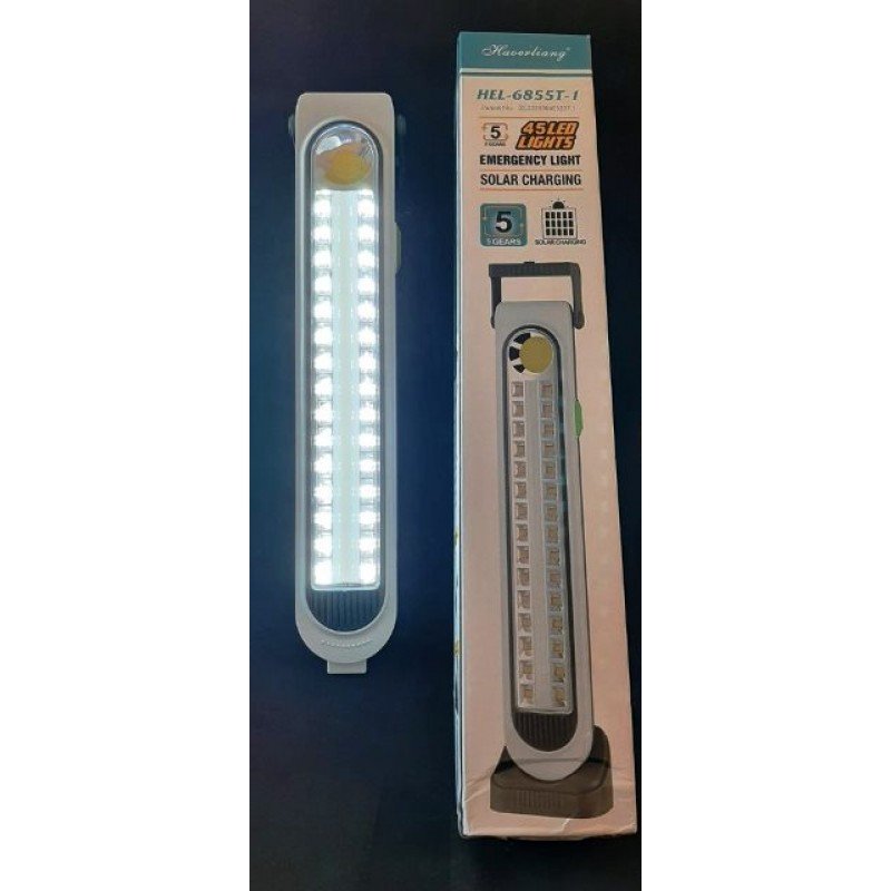 Ліхтар HEL-6855T акумуляторний з підставкою та сонячною панеллю, 5 режимів