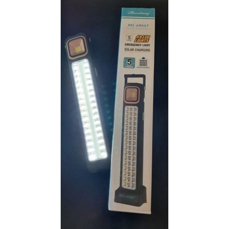 Ліхтар HEL-6866T акумуляторний з підставкою та сонячною панеллю, 5 режимів