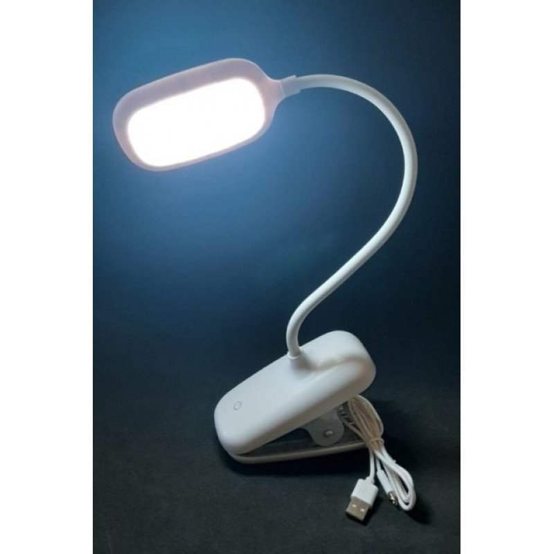 Настільна лампа 18239 з акумулятором та прищіпкою, біла