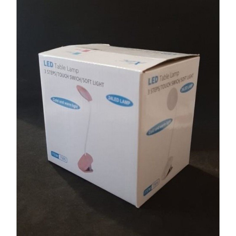 Настільна лампа 18239 з акумулятором та прищіпкою, біла