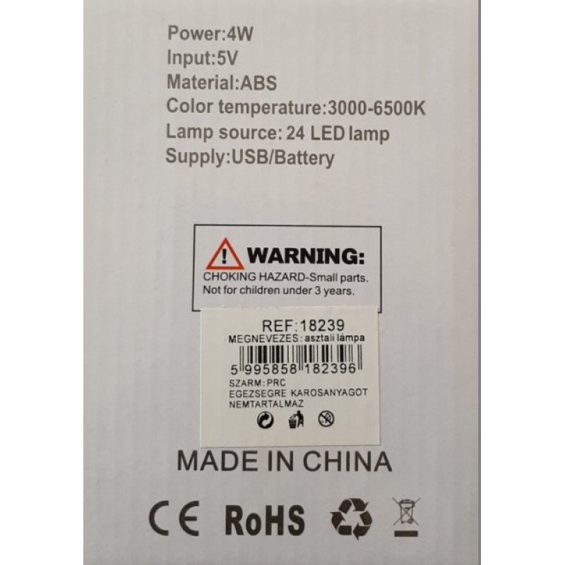 Настільна лампа 18239 з акумулятором та прищіпкою, біла