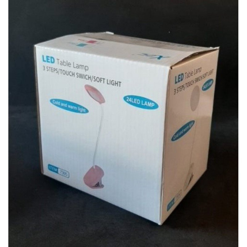 Настільна лампа 18239 з акумулятором та прищіпкою, рожева