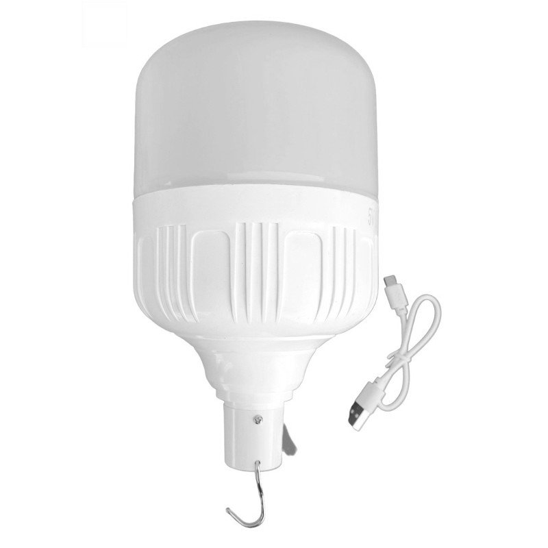 Лампа для кемпінгу акумуляторна, 50Вт з USB зарядкою та гачком