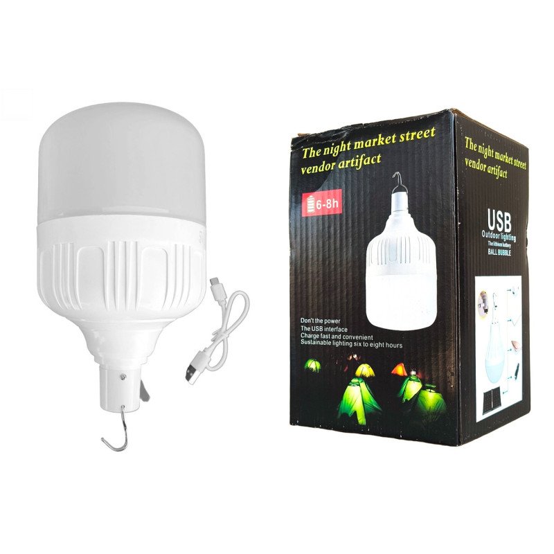 Лампа для кемпінгу акумуляторна, 50Вт з USB зарядкою та гачком