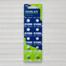 Батарейка лужна Rablex Super Power alkaline таблетка AG3 - LR41, 1,5V, 10шт/уп