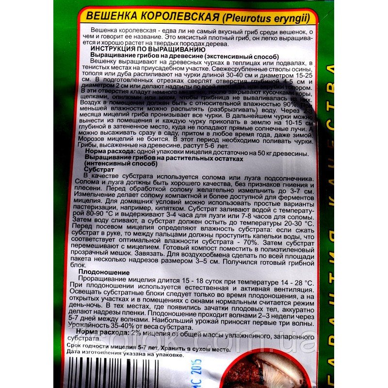 Гриб Міцелій Глива Королівська, 10г